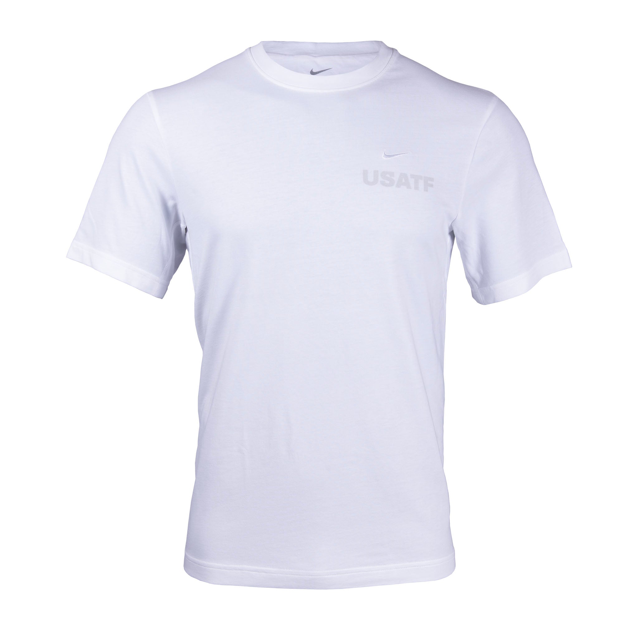 white dri fit shirt front and back