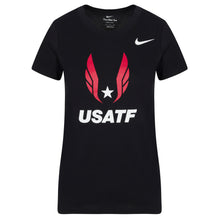 Black t-shirt with USATF logo and Nike branding on a white background