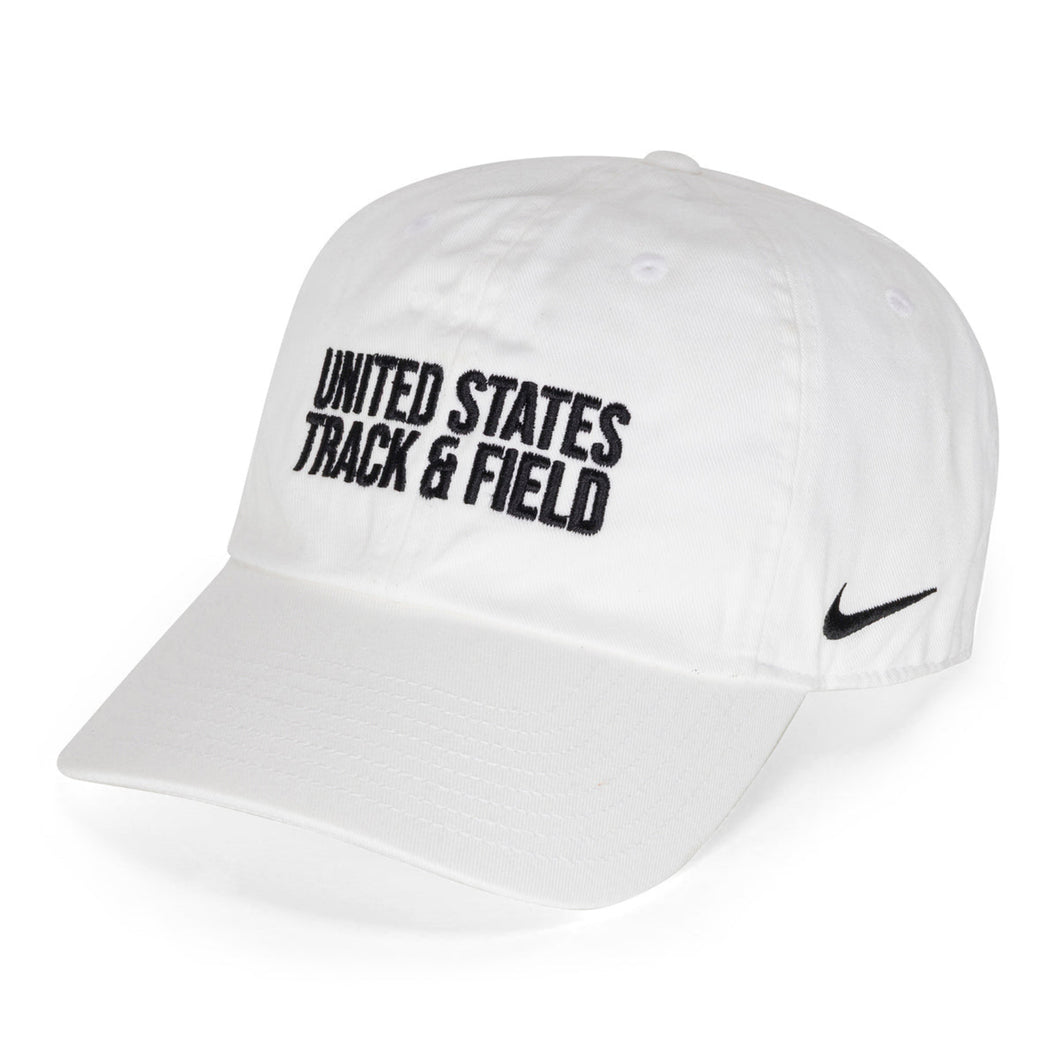 White cap with 'United States Track & Field' text and Nike logo on a white background