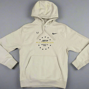 Beige hoodie with JOTF All-American  text and Nike swoosh