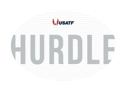 USATF White Oval Sticker - Hurdle